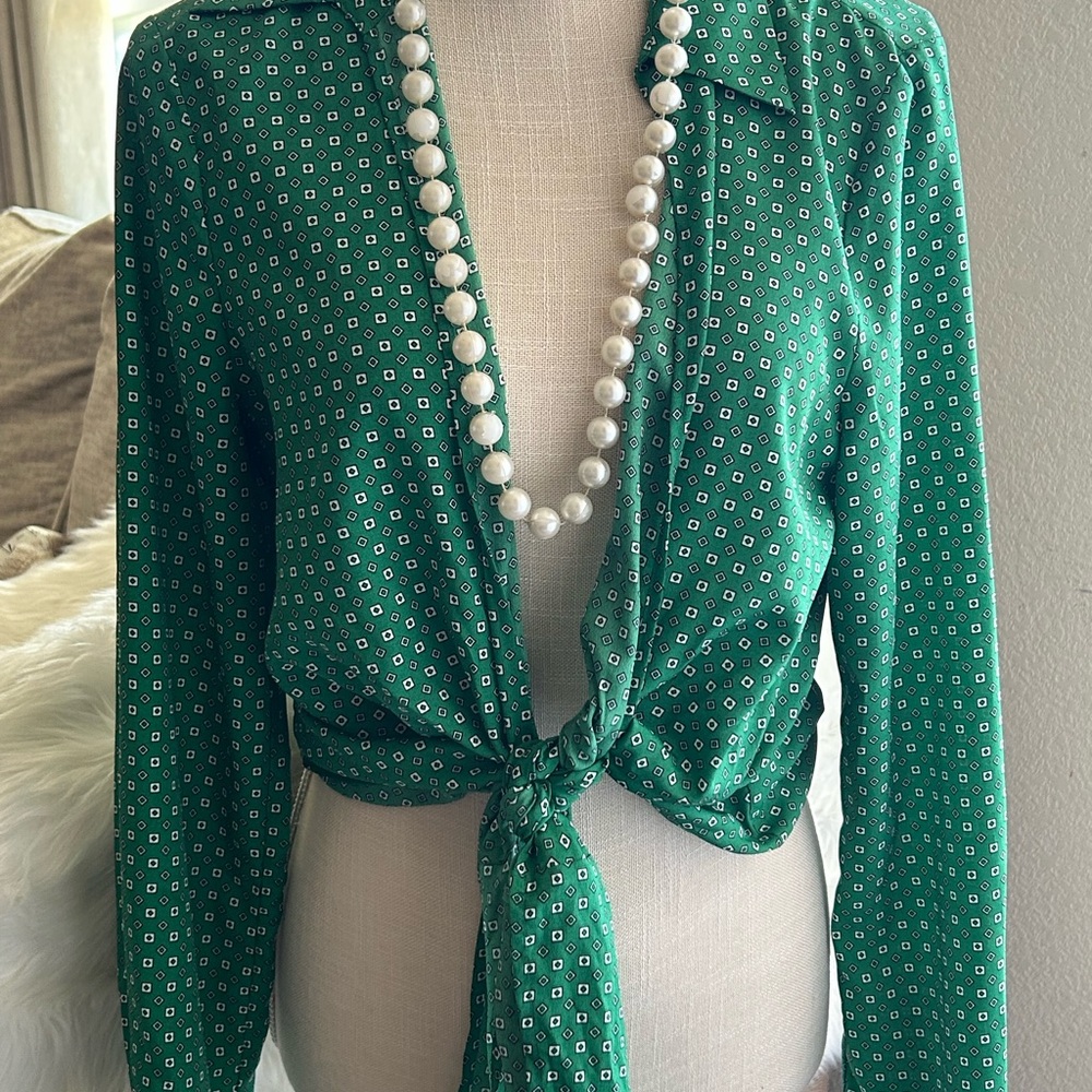 Michael Kors Green Patterned Women's Top